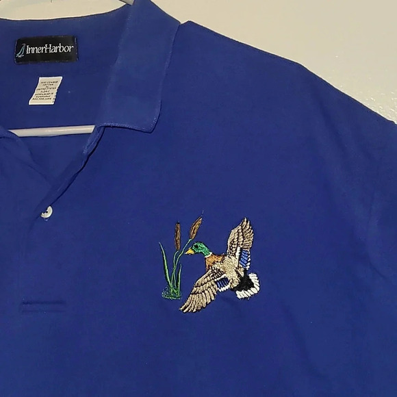 Inner Harbor Men's XL Polo golf shirt w/ mallard duck embroidery blue LOT D7 - Picture 3 of 4